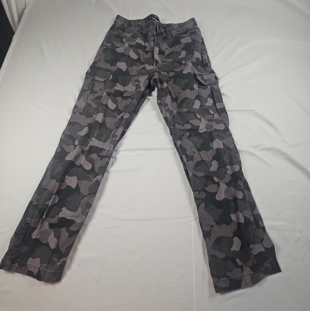 Mens 32x30 Gray Black Camo Cargo Pants Stretch Cotton Y2K Skate by Airwalk